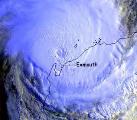 1999年澳大利亚万斯飓风的雷达图像。