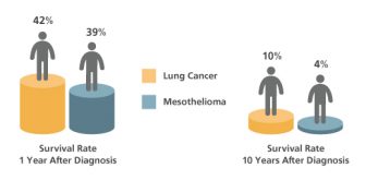 肺癌和间皮瘤患者的存活率