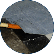 Asbestos tiles being removed